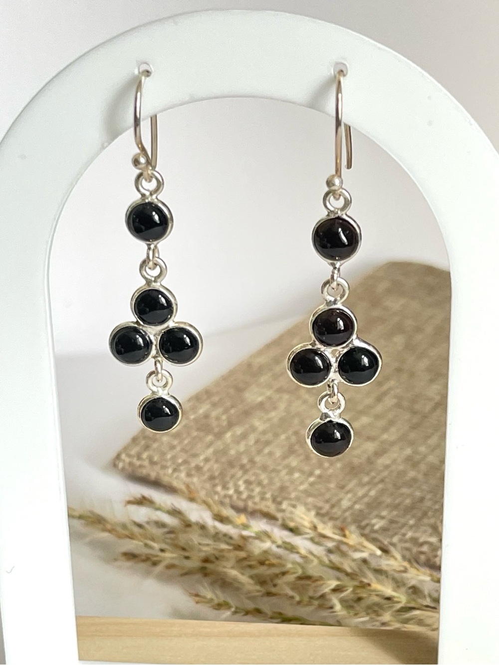 925 Sterling Silver, Black onyx dangle Earrings! 1.75 inch
BOHO
